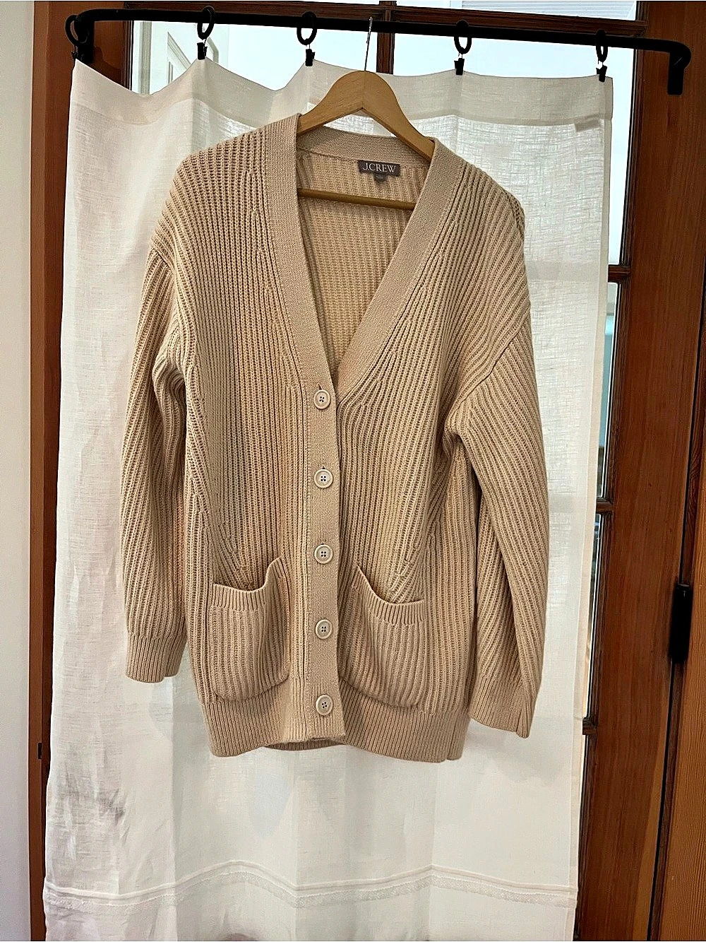 J.Crew Ribbed V-Neck Cardigan off white size small. Never worn